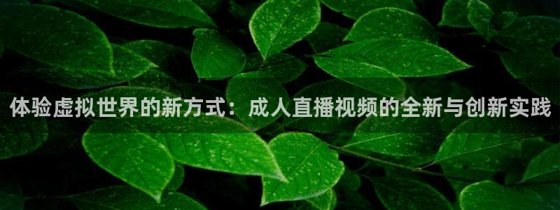 松鼠看球直播：体验虚拟世界的新方式：成人直播视频的全新与创新实践